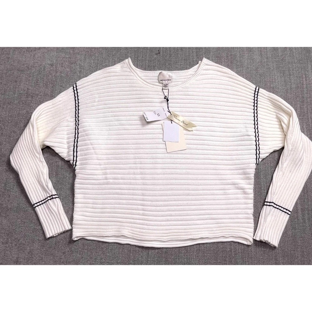Industry Republic Clothing Sweater Womens XL White Crew Neck Ribbed Knitted